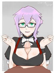 croix_meridies glasses little_witch_academia maid moe_grenadier oksandio paizuri paizuri_under_clothes