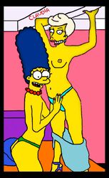 breasts claudia-r clothes color female female_only human indoors lindsey_naegle marge_simpson multiple_females multiple_girls nipples tagme the_simpsons topless yuri