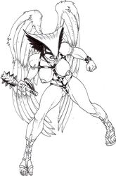 1girls artist_request breasts dc female female_only hawkgirl kendra_saunders monochrome nipples solo tagme