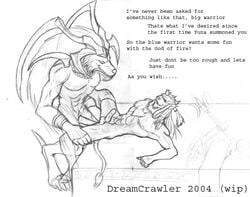 anthro dreamcrawler final_fantasy final_fantasy_x gay ifrit ifrit_(final_fantasy) interspecies kimahri male male_only monochrome sex side_view tagme yaoi