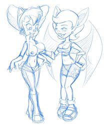 american_dragon:_jake_long cosplay dark_vigilante disney female goof_troop hellahellastyle monochrome nipples peg_pete rouge_the_bat_(cosplay) sally_acorn_(cosplay) sketch sonic_(series) susan_long