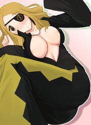 blonde_hair blush breasts cleavage eye_patch katatsuka_kouji marie_mjolnir soul_eater yellow_eyes