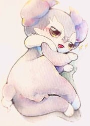 anthro anus ass backsack balls blush flaccid genitals hi_res indeedee looking_back male nintendo painting_(artwork) penis pokémon_(species) pokemon solo traditional_media_(artwork) trem_trrn video_games watercolor_(artwork)