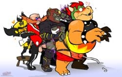 4boys activision anthro balls bara blush bodily_fluids boner bowser clothing crash_(series) crossover cum cum_in_ass cum_inside cum_while_penetrated cumshot doctor_neo_cortex dr._eggman duo erection full_body ganondorf gay genital_fluids genitals gerudo group group_sex hi_res human jockstrap male male/male male_only male_penetrated mammal mario_(series) multiple_boys neo_cortex nintendo penetration penis sega sex size_difference small_dom_big_sub sonic_(series) sonic_the_hedgehog_(series) testicles the_legend_of_zelda torquewintress train_position underwear video_games white_background yaoi