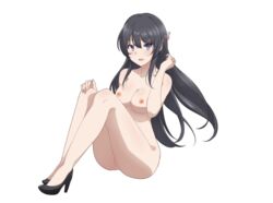 1girls black_hair breasts medium_breasts midriff nipples nude_edit pussy sakurajima_mai seishun_buta_yarou_wa_bunny_girl_senpai_no_yume_wo_minai thick_thighs tight_pussy