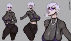 big breasts concept_art neroartbox original_character sasha sasha_(neroartbox) short_hair sketch