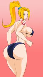 ass bikini blonde_hair blue_eyes breasts eva_(meteorix) huge_ass looking_back meteorix ponytail supernova_(artist) tattoo