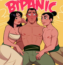 1girls 2boys bisexual bisexual_male bisexual_panic bisexual_sandwich blush bulge disney disney_princess erection fa_mulan fairybend female genderswap genderswap_(ftm) imminent_sex imminent_threesome li_shang lips mulan nervous nipples ripushko rule_63 short_hair twink