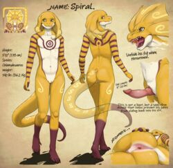 anthro ark_warrior english_text frilled genitals lizard male nude penis rattlecan reptile scalie solo spiral_(thespiralaim) text