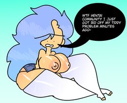 big_ass big_breasts blue_hair nipples rameny_(artist) small_feet tight_clothing white_tights