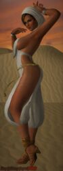 1girls 3d armpit dark-skinned_female darkoverlord1296 dead_or_alive desert harem_outfit large_breasts lisa_hamilton voluptuous