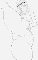 anus ass breasts eizouken_ni_wa_te_wo_dasu_na! exposed_pussy female female_focus freckles freckles_on_ass glasses keep_your_hands_off_eizouken legs legs_spread nude nude_female pussy sayaka_kanamori thanuki thanukiart thick_thighs triangular_anus