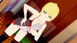 1girls blonde_hair female female_only freckles phone pubic_tattoo rachel_(tower_of_god) red_nails small_breasts solo tower_of_god