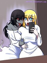 bedsheet_ghost breast_expansion breasts comic corruption costume electronics female gender_transformation ghost hair_growth halloween mtf_transformation nipple_tweak original original_character phone photo_bomb picture porniky possession rule_63 skin_color_change species_transformation url