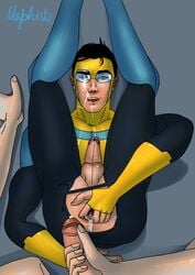 2boys after_anal anal anal_sex anus balls ballsack bara black_hair cum cum_in_ass cum_inside cum_on_face erection fingers_in_ass folded_double foreskin foreskin_folds fully_retracted_foreskin gaping_anus gay holding_penis human image_comics intact invincible male male_only male_pov mark_grayson mephisto mephisto(artist) one_eye_closed penis scrotum smooth_penis spandex stretching_anus suit superhero testicles torn_pants uncut yaoi