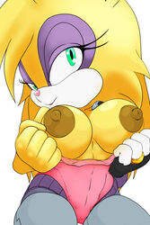 2:3 anthro archie_comics big_breasts breasts bunnie_rabbot clothed clothing cybernetics cyborg digit_ring female hi_res jewelry lagomorph leporid machine mammal nipples rabbit raccoonshinobi ring solo sonic_(series) sonic_the_hedgehog_(archie) sonic_the_hedgehog_(comics) sonic_the_hedgehog_(series) wedding_ring wide_hips