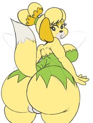 animal_crossing anthro ass big_breasts big_butt blonde_hair bottomwear breasts canid canine canis clothing disney domestic_dog dress fairy female fur furry furry_only genitals hair huge_butt isabelle_(animal_crossing) looking_at_viewer looking_back looking_back_at_viewer mammal miniskirt neom-daddy nintendo peter_pan peter_pan_(disney) presenting presenting_hindquarters presenting_pussy pussy shih_tzu side_boob simple_background sketch skirt solo spread_wings tail thick_thighs tinker_bell tinker_bell_(cosplay) toy_dog video_games white_background wide_hips wings yellow_body