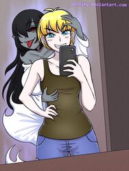 bedsheet_ghost breast_expansion breasts comic costume electronics female gender_transformation ghost halloween human original original_character phone photo_bomb picture porniky possession rule_63