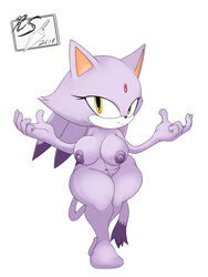 3:4 absurd_res anthro big_breasts blaze_the_cat breasts domestic_cat felid feline felis female hi_res looking_at_viewer mammal nipples nude raccoonshinobi simple_background slightly_chubby solo sonic_(series) sonic_the_hedgehog_(series) thick_thighs white_background wide_hips