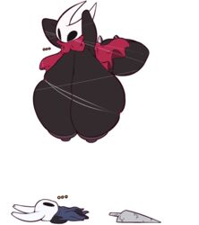 big_breasts big_nipples bound cape cloak hanging_breasts hollow_knight hornet_(hollow_knight) huge_breasts lightningfire12 protagonist_(hollow_knight) red_cape siblings tied_up