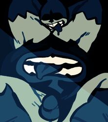 balls belly_mouth bulge deltarune fangs king_spade male male_only solo_male stomach_mouth tongue tongue_out