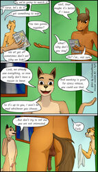 4:7 absurd_res anthro anus ass canid canine canis chapter_2 cheetah confusedraven dingo english_text equid equine felid feline genitals gesture group half-erect hi_res horse looking_at_genitalia looking_at_penis male mammal page_19 penis penis_tip pointing text