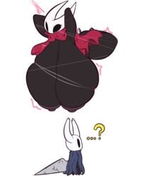 big_breasts big_nipples bound cape cloak hanging_breasts hollow_knight hornet_(hollow_knight) huge_breasts lightningfire12 protagonist_(hollow_knight) red_cape siblings tied_up