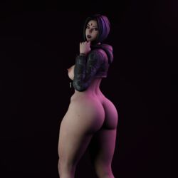 1girls 3d artist_request ass big_ass big_breasts bottomless dat_ass dc dc_comics erect_nipples fat_ass female female_only forehead_jewel fortnite goth huge_ass jacket jacket_open lipstick looking_at_viewer looking_back looking_back_at_viewer mostly_nude nipples pale_skin posing rachel_roth raven_(dc) raven_(fortnite)_(dc) solo teen_titans thick_thighs titans wide_hips