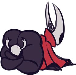 1boy 1girls 2021 anthro ass bent_over black_skin cloak color crossed_legs digital_media_(artwork) dominant_female face_in_ass fat_ass fecharis female femdom hands_on_ground hollow_knight hornet_(hollow_knight) incest insects leg_wrap looking_away on_knees panties plump protagonist_(hollow_knight) red_cloak siblings size_difference team_cherry thick_thighs video_games white_background wolflance