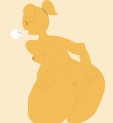 anthro anus anus_peek ass ass_focus bent_over emoji emoji_(race) emoji_bitch emojifam_(sssir8) female female_focus female_only from_behind humanoid mob_face no_outlines presenting_hindquarters pussy spread_anus thick_thighs twintails yellow_body