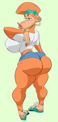 1girls ass ass_focus big_ass big_breasts big_butt booty_shorts breasts bubble_ass bubble_butt butt butt_focus candy_kong candy_kong_(tv_series) donkey_kong_(series) earrings female female_only flip_flops fully_clothed furry hot_pants hotpants huge_ass huge_breasts lips nintendo puckered_lips sandals short_shorts side_view sideboob simple_background slb solo thick thick_ass thick_thighs video_games