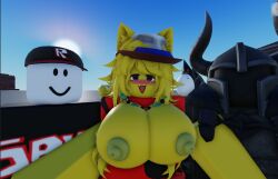1girls animal_ears anthro areolae armor baseplate big_breasts blocky_body blonde_hair blush busty cap cartoon_nudity cleavage close-up curvy custom_avatar daylight exaggerated_proportions exposed_breasts female fox_ears fox_girl front_view gagn14_test goofy group guest_(roblox) half_closed_eyes hat helmet horny hoxolknight huge_breasts kemonomimi knight long_hair male meme necklace nipples oc open_mouth outdoors oversized_breasts red_clothes ripzucol2 roblox roblox_avatar roblox_studio robloxian sanek32131 scarf selfie silly sky smile smug solo_focus suggestive thick tongue_out trio victor_kruglov victorki13 yellow_skin