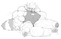 4_fingers 4_toes anthro balls balls_on_ground biceps big_balls big_muscles big_pecs big_penis biped bodily_fluids claws closed_smile clothed clothed_anthro clothed_male clothing deltoids digital_drawing_(artwork) digital_media_(artwork) ear_piercing ear_ring erection facial_markings fangs feet finger_claws fingers forearm_muscles foreskin full-length_portrait fur genital_fluids genitals glans greyscale guardians_of_the_galaxy hair hand_on_ground head_markings hi_res huge_balls huge_muscles huge_penis humanoid_genitalia humanoid_hands humanoid_penis hyper hyper_balls hyper_genitalia hyper_muscles hyper_penis leotard looking_at_viewer majestictweive male male_anthro mammal markings marvel marvel_rivals mask_(marking) monochrome monotone_background mouth_closed multicolored_body multicolored_fur muscular muscular_anthro muscular_arms muscular_male muscular_thighs neonavis partially_retracted_foreskin pecs penis piercing portrait precum precum_on_ground precum_string procyonid quads raccoon ring_(marking) ring_piercing ringed_tail rocket_raccoon simple_background sitting smile smiling_at_viewer solo striped_markings striped_tail stripes sweat sweaty_balls sweaty_genitalia tail tail_markings teeth three-quarter_view toe_claws toes tongue tongue_out trapezius triceps vein veiny_balls veiny_muscles veiny_penis white_background