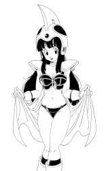 bikini_armor bikini_bottom bikini_top black_and_white blade boobs boots breasts cape chichi chichi's_armor chichi's_helmet dragon_ball dragon_ball_z helmet roub3d shoulder_armor shoulder_pads sketch thighs topwear
