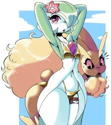 2026 :o accessory ambiguous_gender anthro barely_visible_genitalia barely_visible_penis big_penis bikini blush blush_lines bodily_fluids border clothing duo ears_as_hair emanta eyelashes femboy flower flower_in_hair gardevoir generation_3_pokemon generation_4_pokemon genitals gold_bikini golden_week hair hair_accessory hands_behind_head huge_cock humanoid hung_femboy hung_trap leaning leaning_forward long_penis looking_at_genitalia looking_at_penis lopunny male male_gardevoir navel nintendo noirchaton4 open_mouth penis pink_eyes pink_sclera plant pokemon pokemon_(species) shiro_(noirchaton4) sky slim sweat sweatdrop swimwear tail two-piece_swimsuit white_border wide_hips