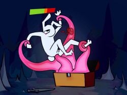 2d_animation 4:3 anal anal_penetration animated anthro cave dungeon enemy gameplay_mechanics held_up lagomorph leporid loop male mammal mimic mimic_chest monster penetration rabbit solo stuck stuffour tentacle_in_ass tentacle_penetration tentacles trapped
