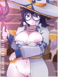 1girls areola_slip areolae azuri_(block_tales) block_tales blue_hair breasts exposed_pussy female female_only girl glasses mage medium_breasts nipples pussy rlosed roblox roblox_game robloxian self_upload solo staff stomach tagme thick_thighs thighs watermark