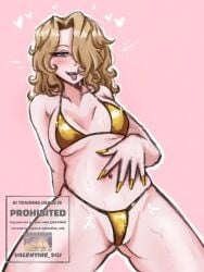 1girl 1girls artist_name ass_visible_through_thighs belly belly_button bikini bikini_bottom bikini_top blonde blonde-haired_female blonde_female blonde_hair blonde_hair_female blue_eyes blush blush_lines blushing blushing_at_viewer blushing_female blushing_profusely breasts collarbone drool drool_string drooling female female_focus female_only golden_bikini golden_nails golden_week heart heart_symbol hearts hearts_around_head horny horny_female limbus_company looking_at_viewer medium_breasts micro_bikini mouth_open project_moon shoulders small_breasts solo solo_female solo_focus story string_bikini string_panties sweat sweatdrop sweating sweaty sweaty_body tagme thick_thighs thighs tongue tongue_out valencina_(limbus_company) valentine_v41