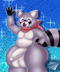 1boy almost_naked anthro anthro_male ass ass_bigger_than_head balls balls_focus ballsack belly belly_button big_ass big_balls big_balls_with_big_penis big_butt big_cock big_dick big_penis butt butt_bigger_than_head cock cock_focus dick dick_focus digital_creature fur furry furry_male furry_only genitals glans grey_body grey_fur hand_on_hip humanoid humanoid_genitalia humanoid_penis indigo_park kerchief kerchief_only male male_only mascot_horror mostly_nude penis penis_focus purple_eyes raccoon rambley_(indigo_park) rambley_raccoon scribbleman123 shortstack shortstack_male striped_tail tail thick_thighs thighs thighs_bigger_than_head waving waving_at_viewer wide_hips