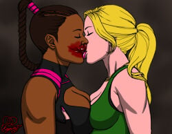 2d 2girls female female_only kaywest kissing lesbian_kiss mileena mortal_kombat mortal_kombat_(2021) netherrealm_studios sonya_blade yuri