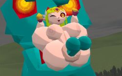 1girl 3d 3d_render anal anal_sex arms_up black_sclera blonde_hair blush breasts cloud cloudy_sky colored_sclera completely_nude dutch_angle female forehead_jewel forest full_body garry's_mod giant gmod grass green_hair grey_sky hands_up happy large_breasts legs_up long_hair makeup malladus malladus_(spirit_tracks) nature navel nipples nude one_eye_closed open_mouth outdoors pink_gemstone pointy_ears possessed possession princess_zelda purple_gemstone pussy red_eyes red_sclera sidelocks sky smile solo standing stomach teeth the_legend_of_zelda tiara toon_zelda tree triforce yellow_eyes yellow_sclera