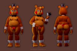 1boy 2026 3d animatronic ass big_ass bulge character_sheet chubby five_nights_at_freddy's five_nights_at_freddy's_2 gay male male_only miitro_d moobs nipples red_thong simple_background solo tagme thong toy_freddy_(fnaf) video_games yaoi
