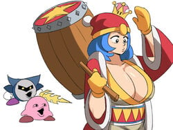 1girls 2021 big_breasts blue_hair breasts cleavage huge_breasts humanized king_dedede kirby kirby_(series) mario_(series) meme meta_knight new_super_mario_bros._u_deluxe pog pogchamp rule_63 super_crown super_smash_bros. tinafate1