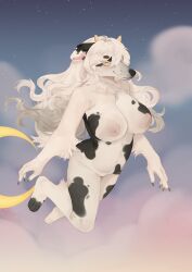absurd_res alcohol anthro beverage big_breasts blackcat-meowww blush borzoi bovid bovine breasts canid canine canis cattle cloud colored dairy_cattle digital_drawing_(artwork) digital_media_(artwork) domestic_dog female female_anthro floating floppy_ears fluffy fluffy_tail fur hair heart_symbol hi_res holstein_friesian_cattle horn hunting_dog hybrid long_snout looking_at_viewer mammal markings moon navel neck_tuft nipples nude oxana_(cowface) sighthound sky smile snout solo spots spotted_body spotted_fur tail tuft white_body white_fur yellow_eyes