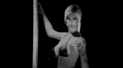 3d 3d_(artwork) 3dcg bare_shoulders beautiful_woman cheetah_(grand_theft_auto_v) cleavage collarbone emotionless emotionless_female expressionless femsub game_cg grand_theft_auto grand_theft_auto_online grand_theft_auto_v greyscale huge_breasts indifferent looking_at_viewer low_resolution lowres mature_woman navel pole_dancing remyras rockstar_editor shoulder_tattoo standing star_tattoos stripper unbothered uncaring uncaring_female vanilla_unicorn