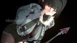 1girls 3d animal_ears animated arms_behind_back big_breasts black_hair black_shorts blunt_bangs boomations3d breasts earrings female female_only fur-trimmed_jacket fur_trim green_eyes green_jacket jacket jane_doe_(zenless_zone_zero) jewelry leaning_forward long_tail looking_at_viewer mouse_ears mouse_girl mouse_tail multicolored_hair necktie pantyhose pov red_hair shorts smile solo standing tagme tail thick_thighs thighhighs thighs torn_pantyhose video zenless_zone_zero