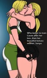 2girls ass_grab cassie_cage female female_only kaywest kissing lesbian_kiss mortal_kombat netherrealm_studios sonya_blade yuri