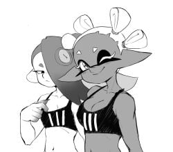 back_to_zero breast_envy deep_cut_(splatoon) fire_and_ice_(splatoon) frye_(splatoon) frye_(suffer_no_fools) frye_onaga greyscale nintendo shiver_(splatoon) shiver_(suffer_no_fools) shiver_hohojiro splatoon splatoon_(series) splatoon_3