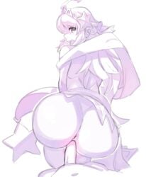 1boy 1girls ass big_ass bottomless cygames dragalia_lost male_pov monochrome nintendo open_mouth pov sex sketch skirt_lift taken_from_behind thirnz vaginal_penetration white_background zethia_(dragalia_lost)