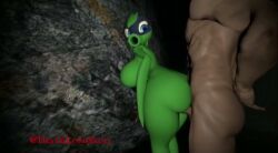 1boy 1female 1girls 1male 3d 3d_animation animated deathlordskull electronic_arts female from_behind green_body green_shadow_(pvz) green_skin heroine looking_back male non-human outside peashooter_(pvz) plant plant_girl plantie plants_vs._zombies plants_vs_zombies plants_vs_zombies:_heroes sound tagme thick_thighs video